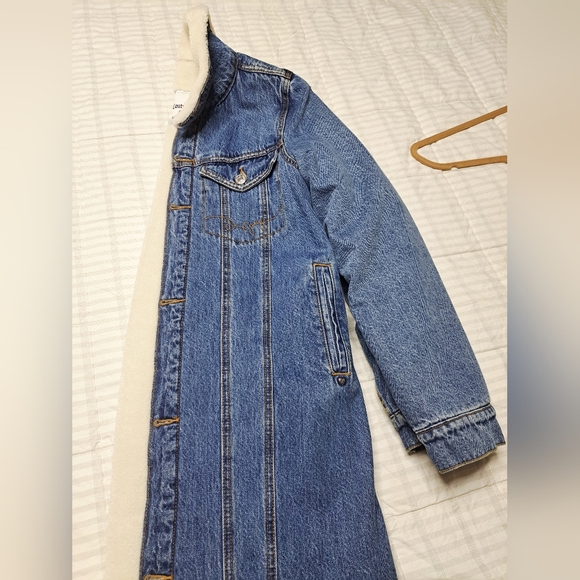 Denim Fleece Lined Long Coat - Picture 9 of 12